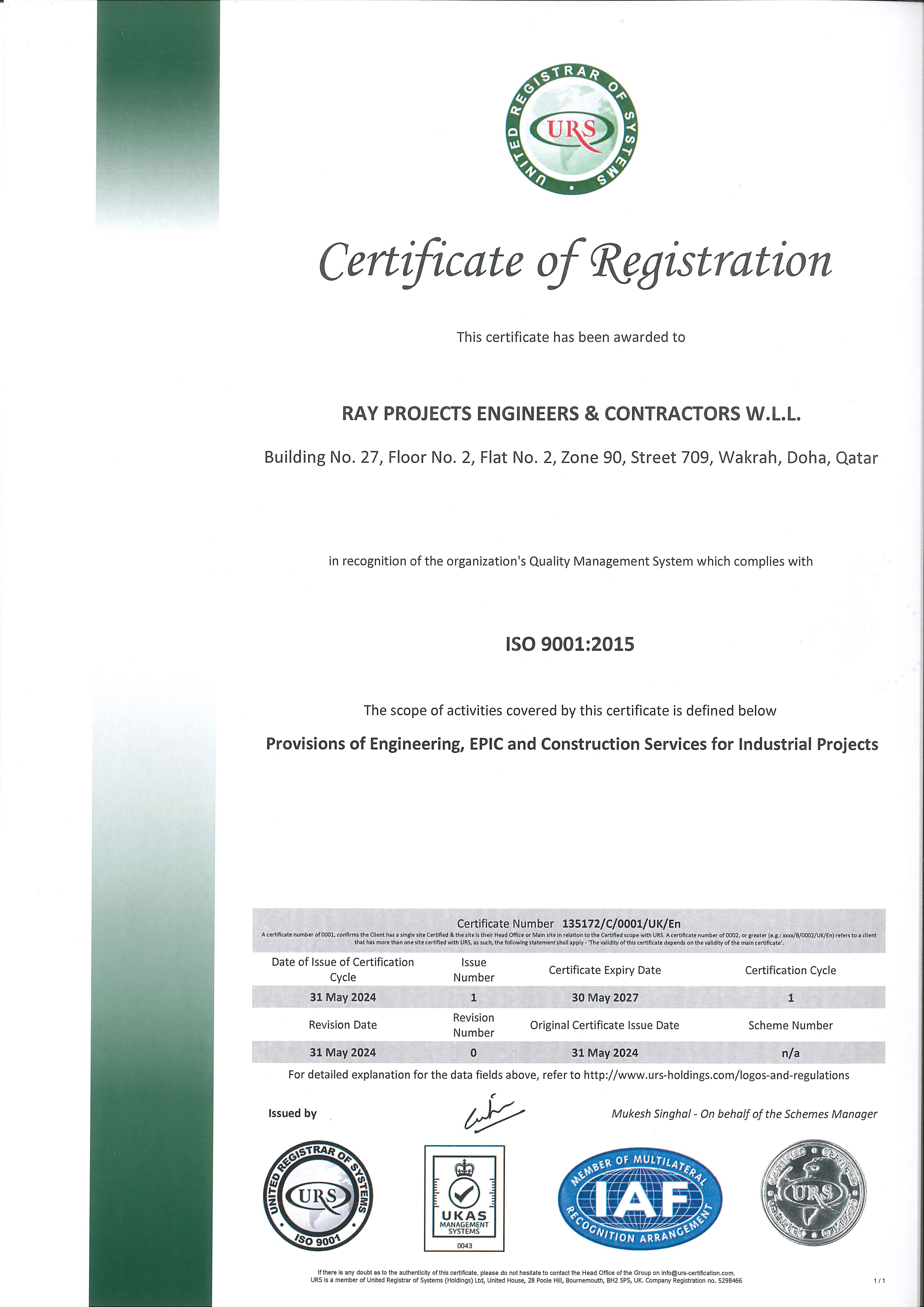 ISO 9001:2015 Certificate
